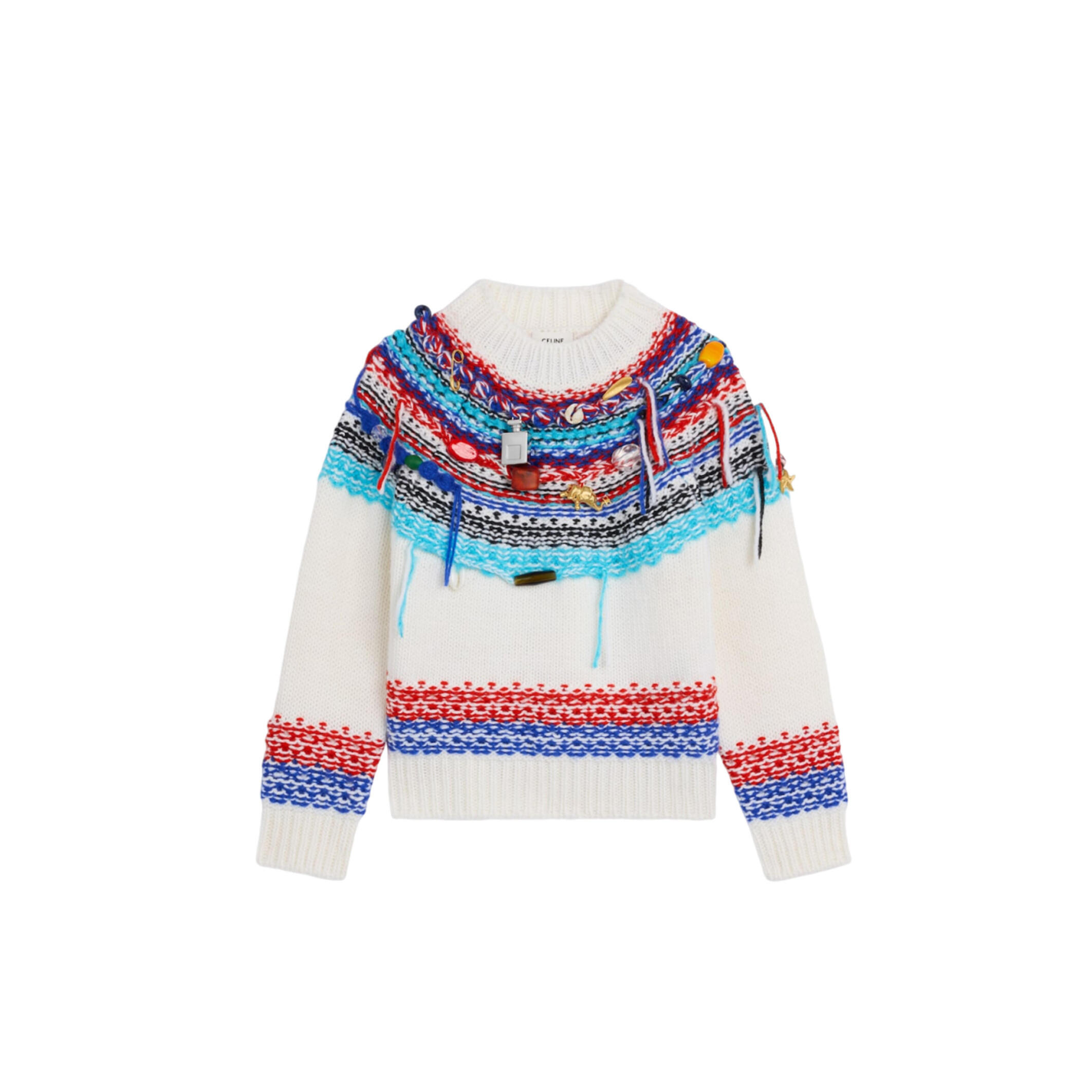 Ce1i*e cropped crewneck sweater in fair isle wool ry0n10x92.01rl